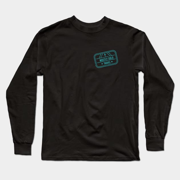 Mostly Solo Travel Distressed Passport Stamp Logo Long Sleeve T-Shirt by Mostly Solo Travel